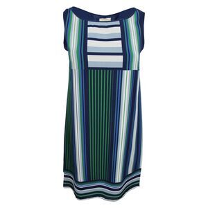 Max Studio A-Line Dress Womens SMALL Striped Mixed Border Print Sleeveless